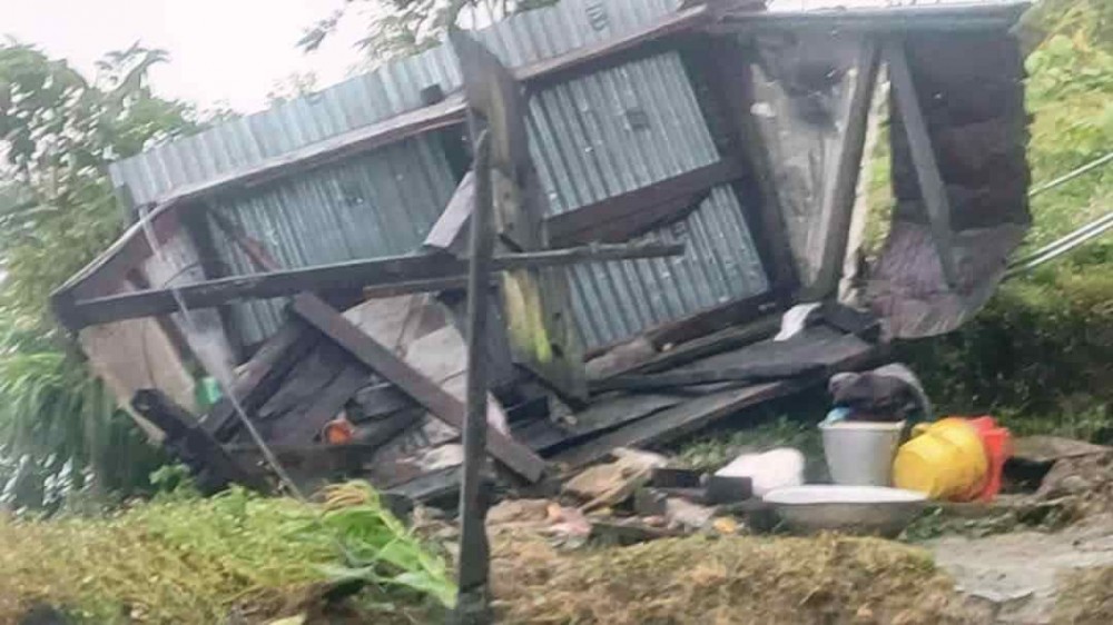 The lower-section of the Government High School in Phisami village under Kiphire district, which was blown away by strong winds and incessant rain associated with the cyclonic storm Sitrang on October 25. (Morung Photo)